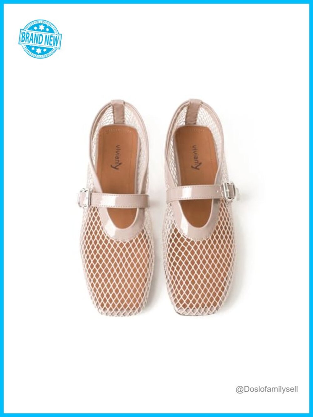 Mesh Ballet Flats Women Fishnet Mary Jane Buckle Strap Comfy